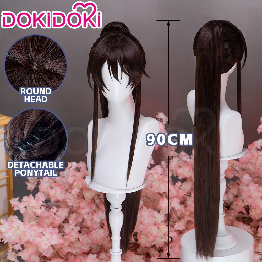 【Ready For Ship】DokiDoki Anime Manga Hell's Paradise: Jigokuraku Cosplay Yamada Asaemon Sagiri Wig Long Straight Dark Brown Hair High Ponytail