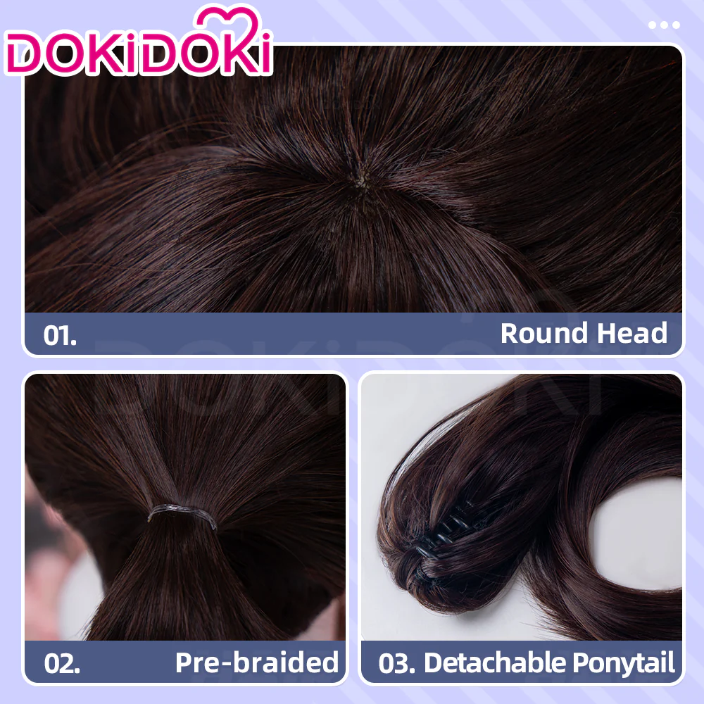 【Ready For Ship】DokiDoki Anime Manga Hell's Paradise: Jigokuraku Cosplay Yamada Asaemon Sagiri Wig Long Straight Dark Brown Hair High Ponytail - Image 4
