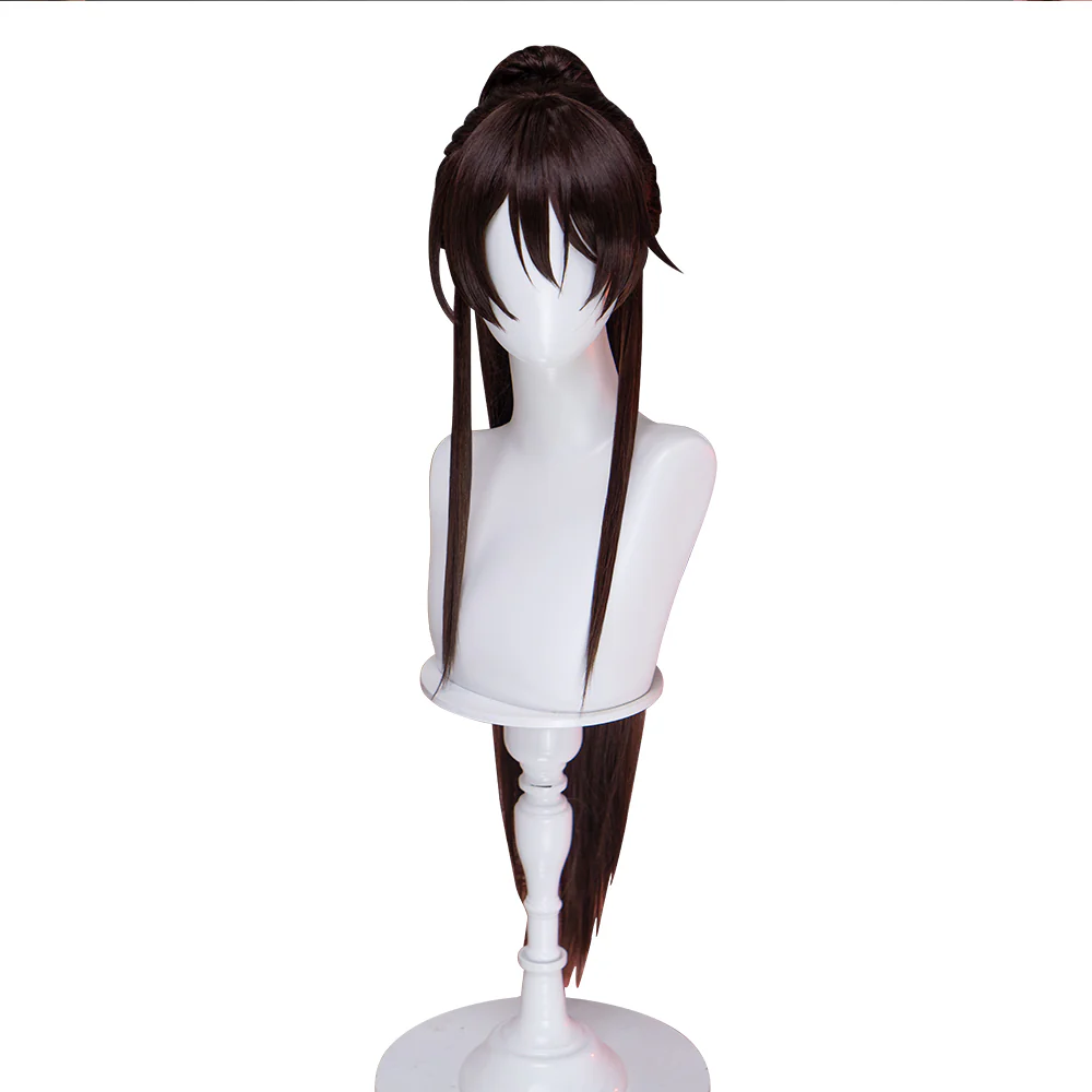 【Ready For Ship】DokiDoki Anime Manga Hell's Paradise: Jigokuraku Cosplay Yamada Asaemon Sagiri Wig Long Straight Dark Brown Hair High Ponytail - Image 5