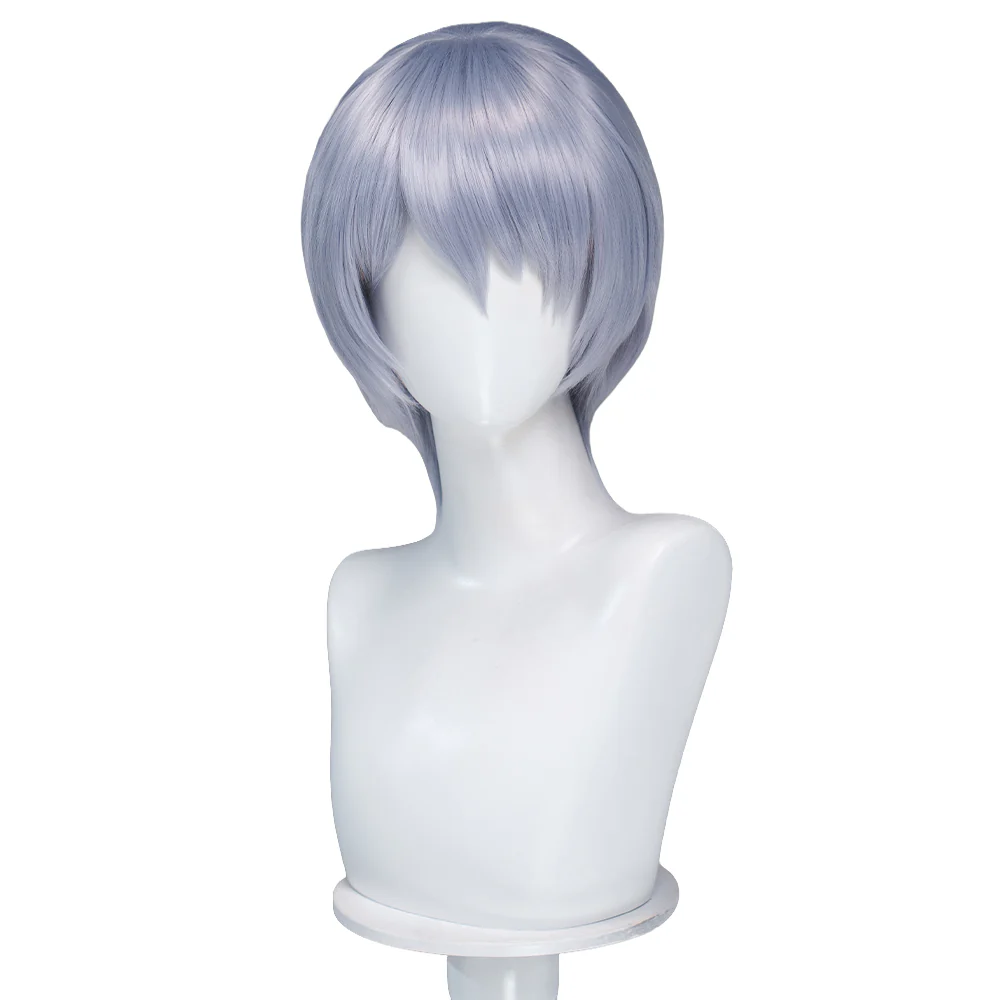 DokiDoki Mange Anime Cosplay Wig Short Straight Silver Hair - Image 5