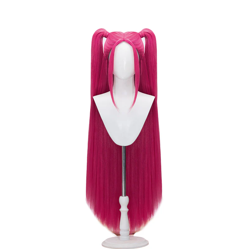 【Ready For Ship】【FRONT LACE】DokiDoki Movie Anime Cosplay Women Wig Long Pink Straight Hair Two Ponytails - Image 3
