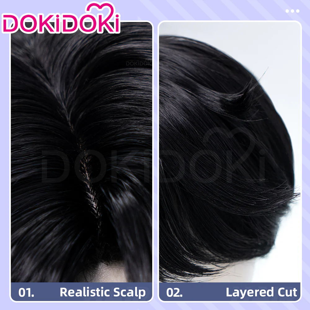【Ready For Ship】【Last Batch】DokiDoki Movie Anime Cosplay Men Wig  / Tattoo / Ear Clips / Earrings / Glasses Short Black Hair - Image 14
