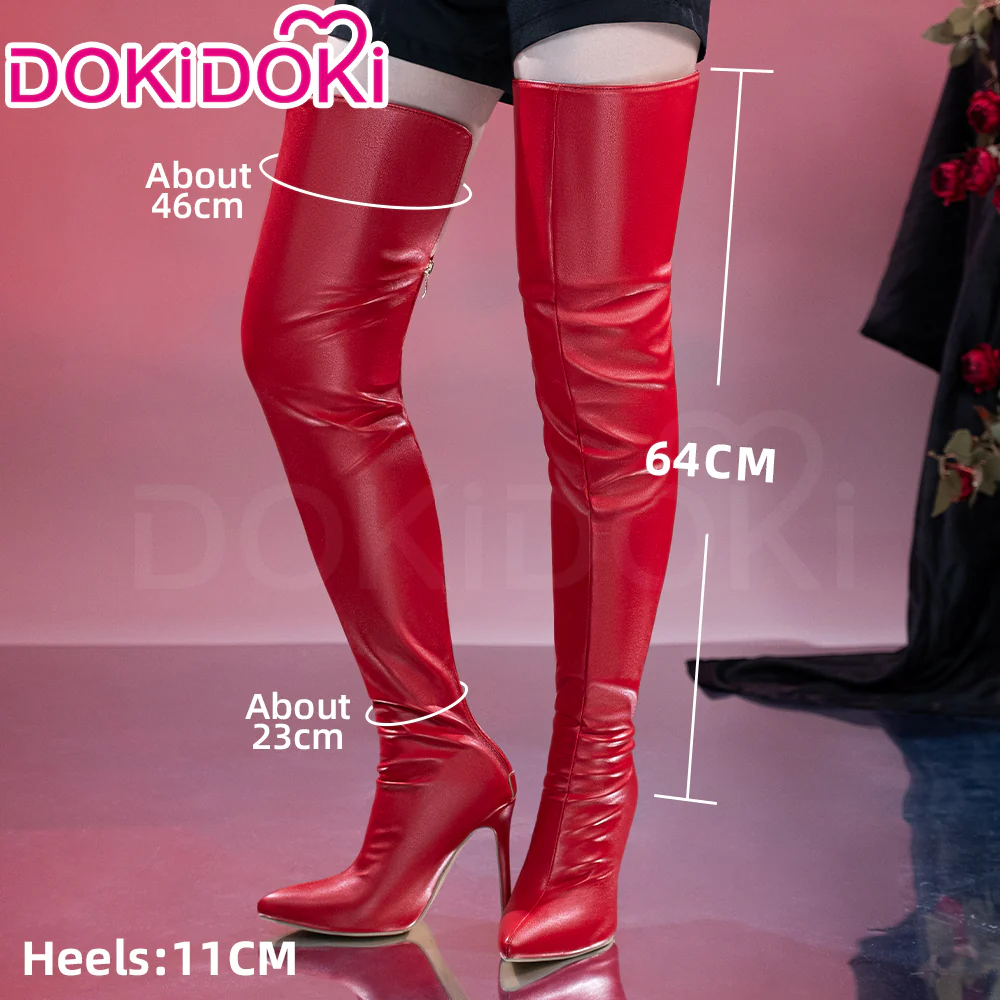 DokiDoki Movie Game Cosplay Nurse Shoes Halloween Red High Heels Long Boots