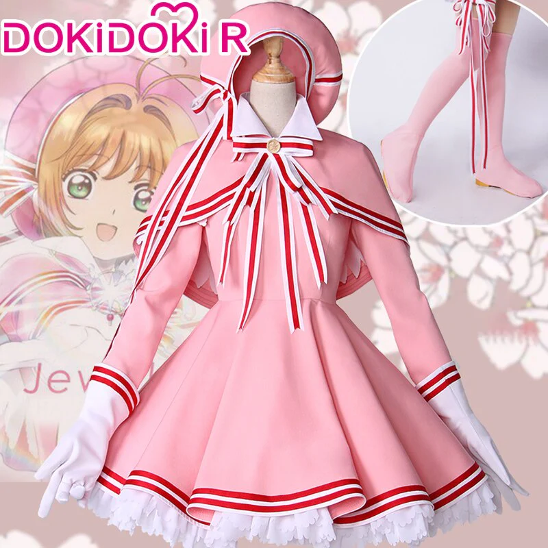 DokiDoki-R Anime Card Captor Sakura Cosplay Kinomoto Sakura Costume Pink Battle Suit Cardcaptor Sakura