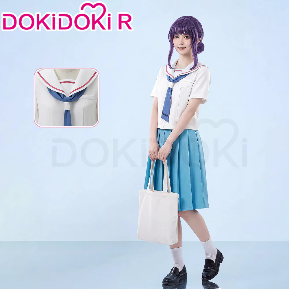 【Size XS-XL】DokiDoki-R Anime Cosmic Princess Kaguya! Cosplay Iroha Costume Blue White School Uniform JK