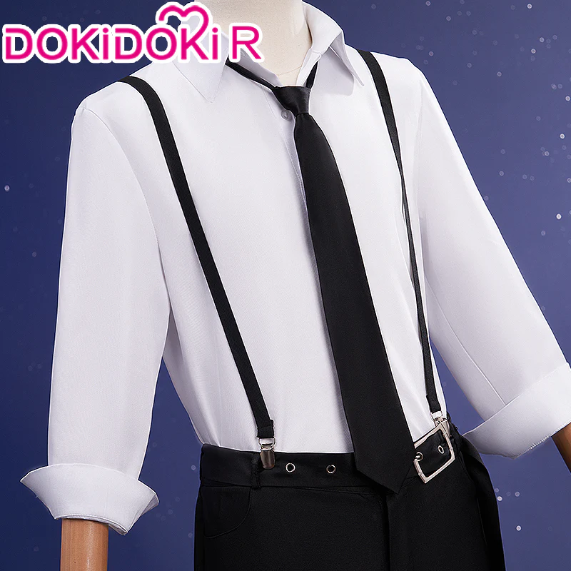 【In Stock】DokiDoki-R Anime Cosplay Costume White Top Black Pants - Image 3