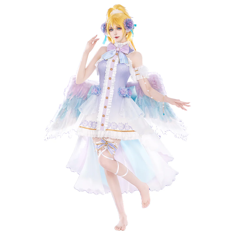 DokiDoki-R Anime LoveLive! School Idol Project Cosplay Ayase Eli White Valentine's Day Angel Idol Costume / Wig MUSE CYBER - Image 5