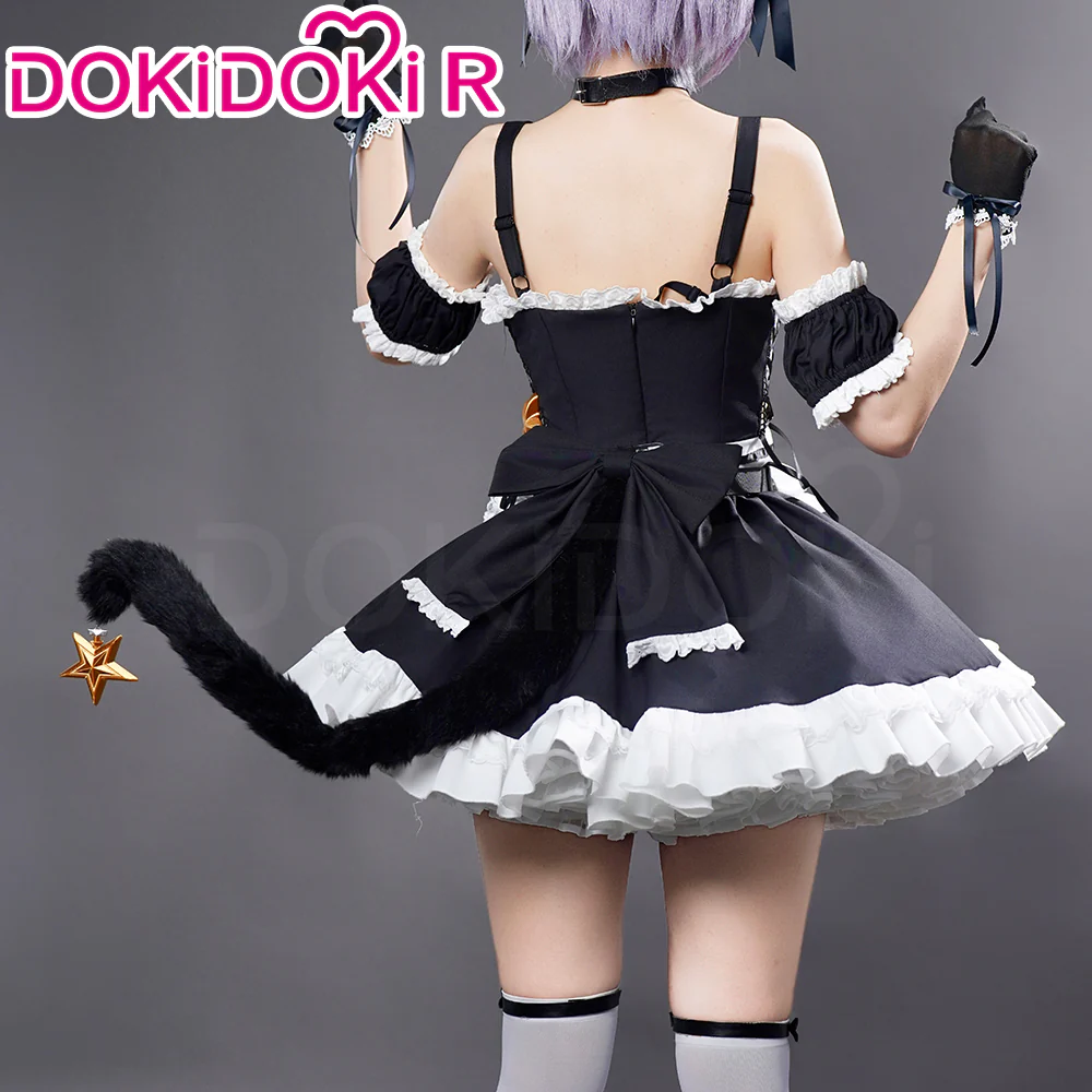 DokiDoki-R Anime The Melancholy of Haruhi Suzumiya Cosplay Maidmade Yuki Nagato Costume Cat Ear Maid Costume / Tail - Image 4