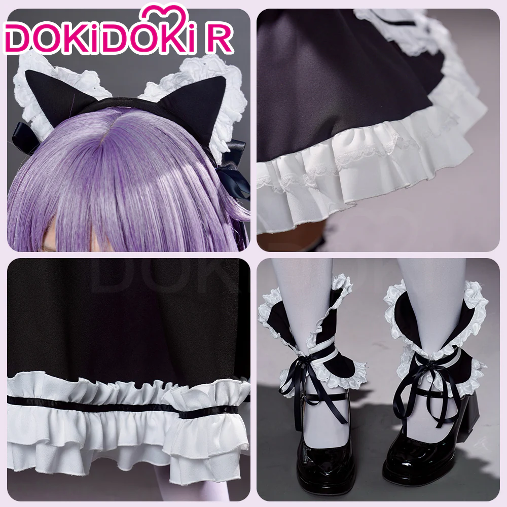 DokiDoki-R Anime The Melancholy of Haruhi Suzumiya Cosplay Maidmade Yuki Nagato Costume Cat Ear Maid Costume / Tail - Image 5