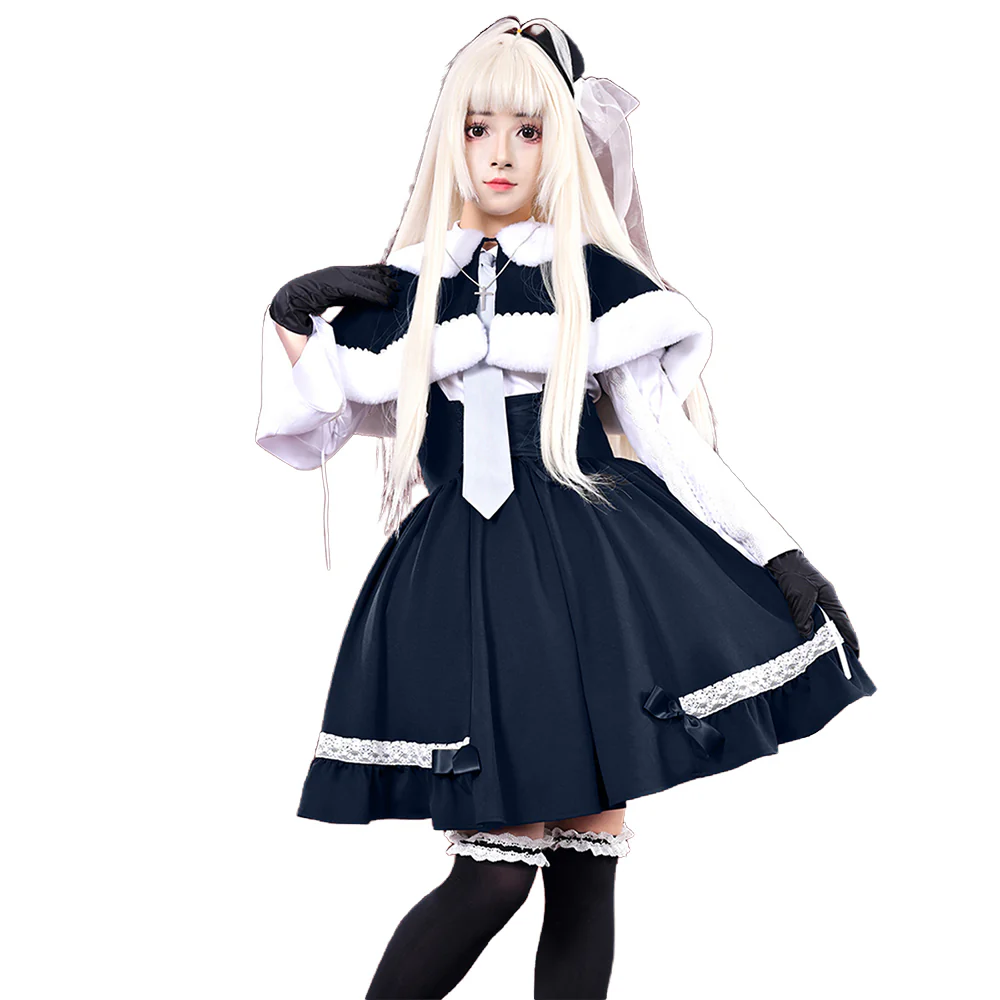 【Size S-2XL】DokiDoki-R Anime Yosuga no Sora Cosplay Kasugano Sora Costume Winter Navy Blue White - Image 6