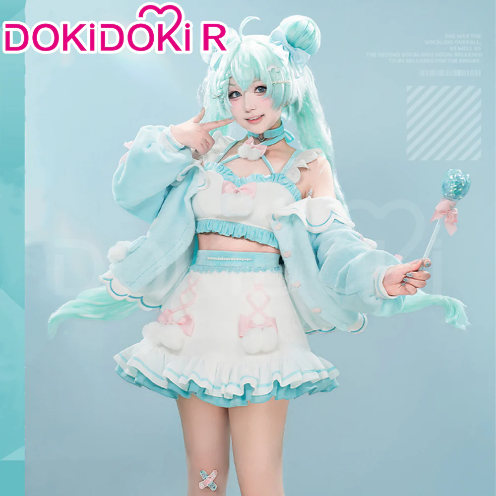 DokiDoki-R Cosplay Costume Blue White Winter Sweetheart Suit Cute Casual Wear