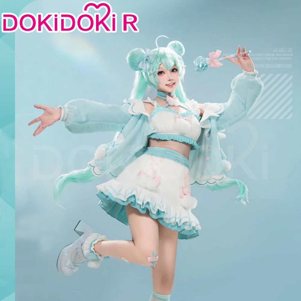 DokiDoki-R Cosplay Costume Blue White Winter Sweetheart Suit Cute Casual Wear - Image 2