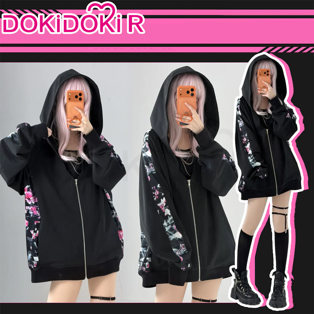 DokiDoki-R Game Cosplay Costume Black Hoddie Daily Casual Wear Female Cute ZOZO2