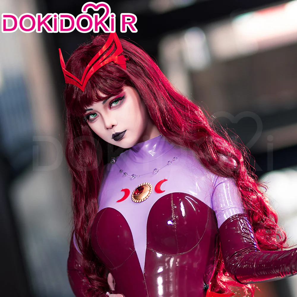 【Size S-3XL】Dokidoki-R Game Cosplay Costume Woman Tight-Fitting Magenta Bodysuit - Image 4