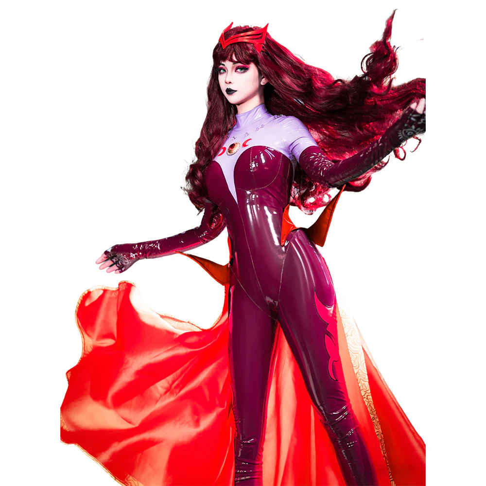 【Size S-3XL】Dokidoki-R Game Cosplay Costume Woman Tight-Fitting Magenta Bodysuit - Image 7