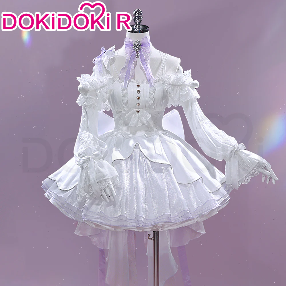 DokiDoki-R Game Cosplay White Dress Purple Ribbon Costume Formal Dress - Image 2