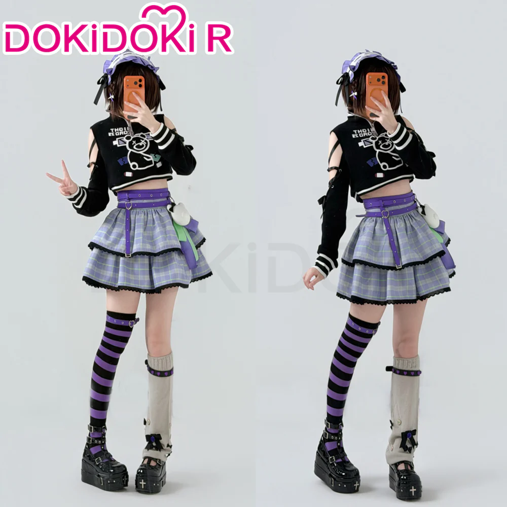 DokiDoki-R Game Cosplay Off-shoulder Top Short Blue Dress Costume Casual Wear - Image 2