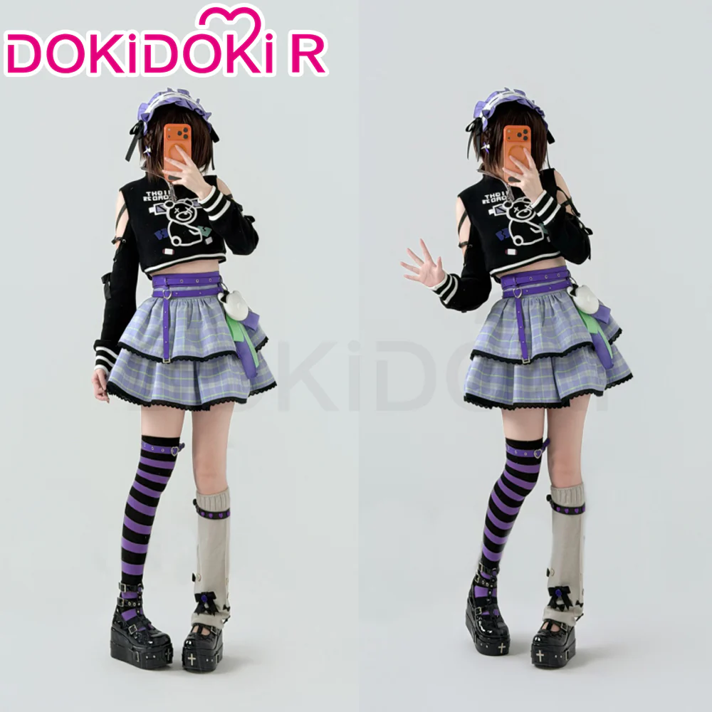 DokiDoki-R Game Cosplay Off-shoulder Top Short Blue Dress Costume Casual Wear - Image 3