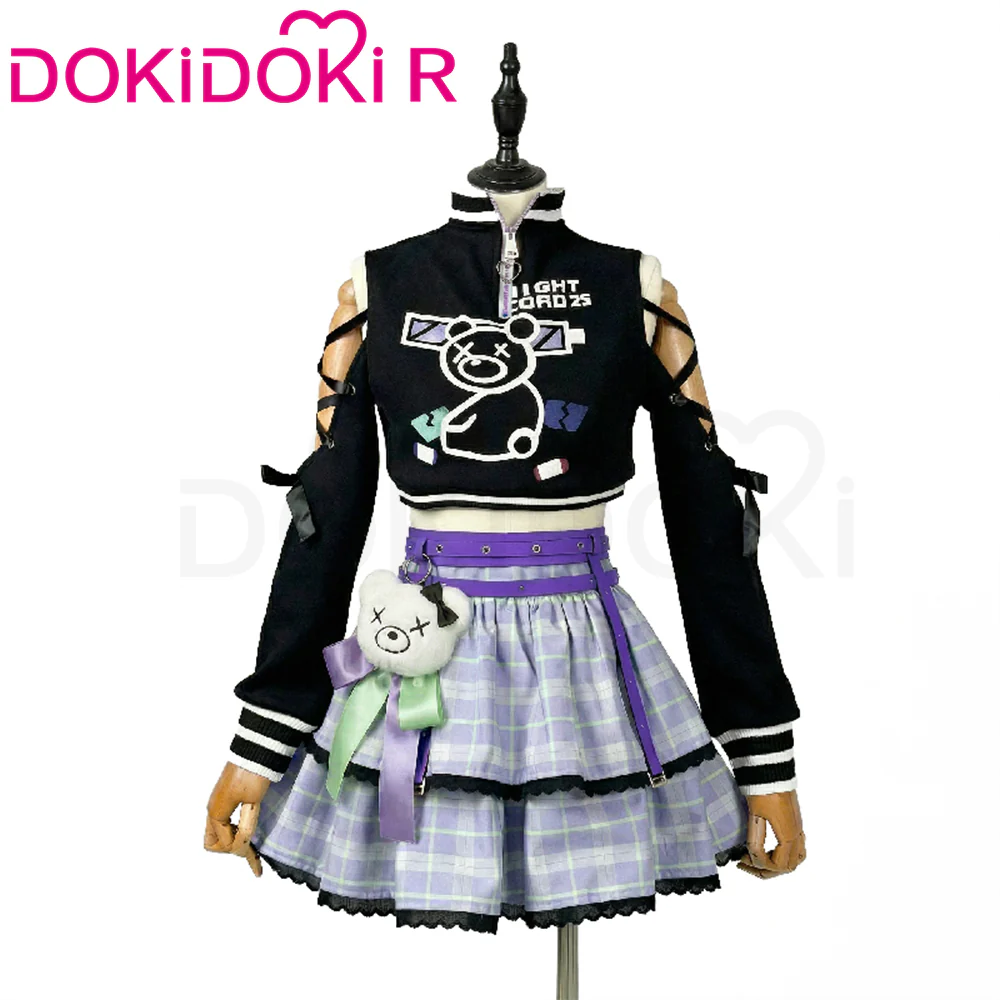 DokiDoki-R Game Cosplay Off-shoulder Top Short Blue Dress Costume Casual Wear - Image 5