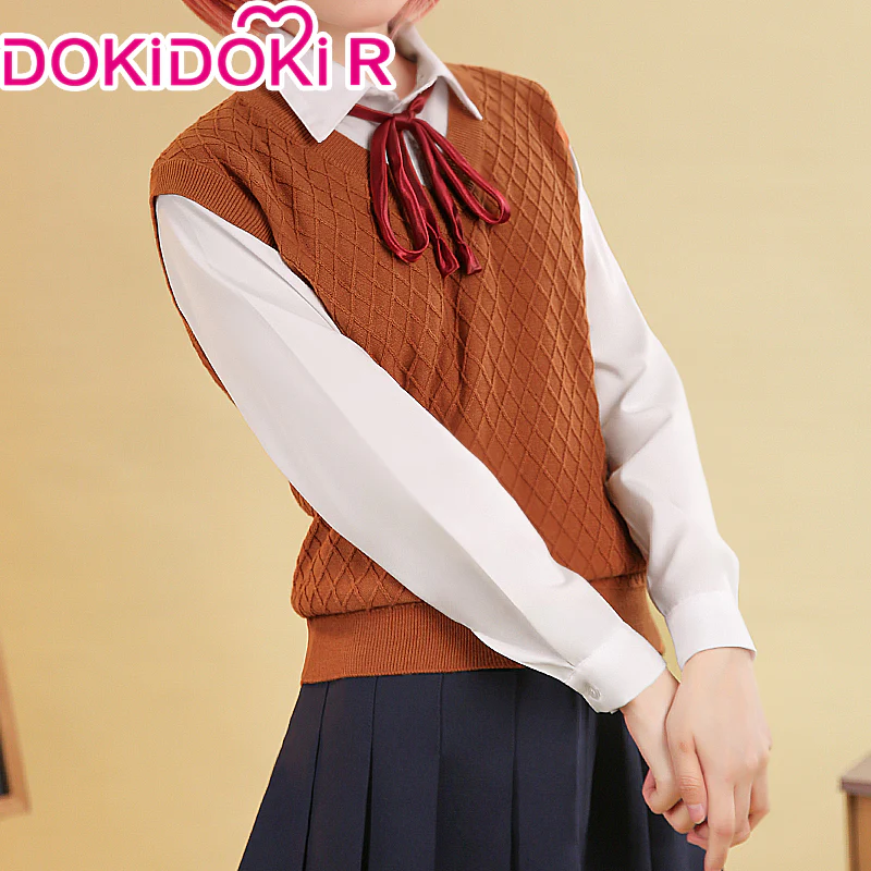 【Ready For Ship】【Size S-2XL】DokiDoki-R GAME DokiDoki Literature Club Cosplay Sayori / Natsuki / Yuri / Monika Costume School Uniform Halloween  DDLC - Image 3