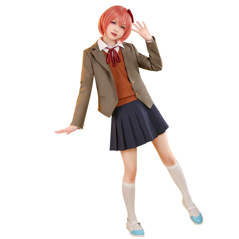 【Ready For Ship】【Size S-2XL】DokiDoki-R GAME DokiDoki Literature Club Cosplay Sayori / Natsuki / Yuri / Monika Costume School Uniform Halloween  DDLC - Image 5