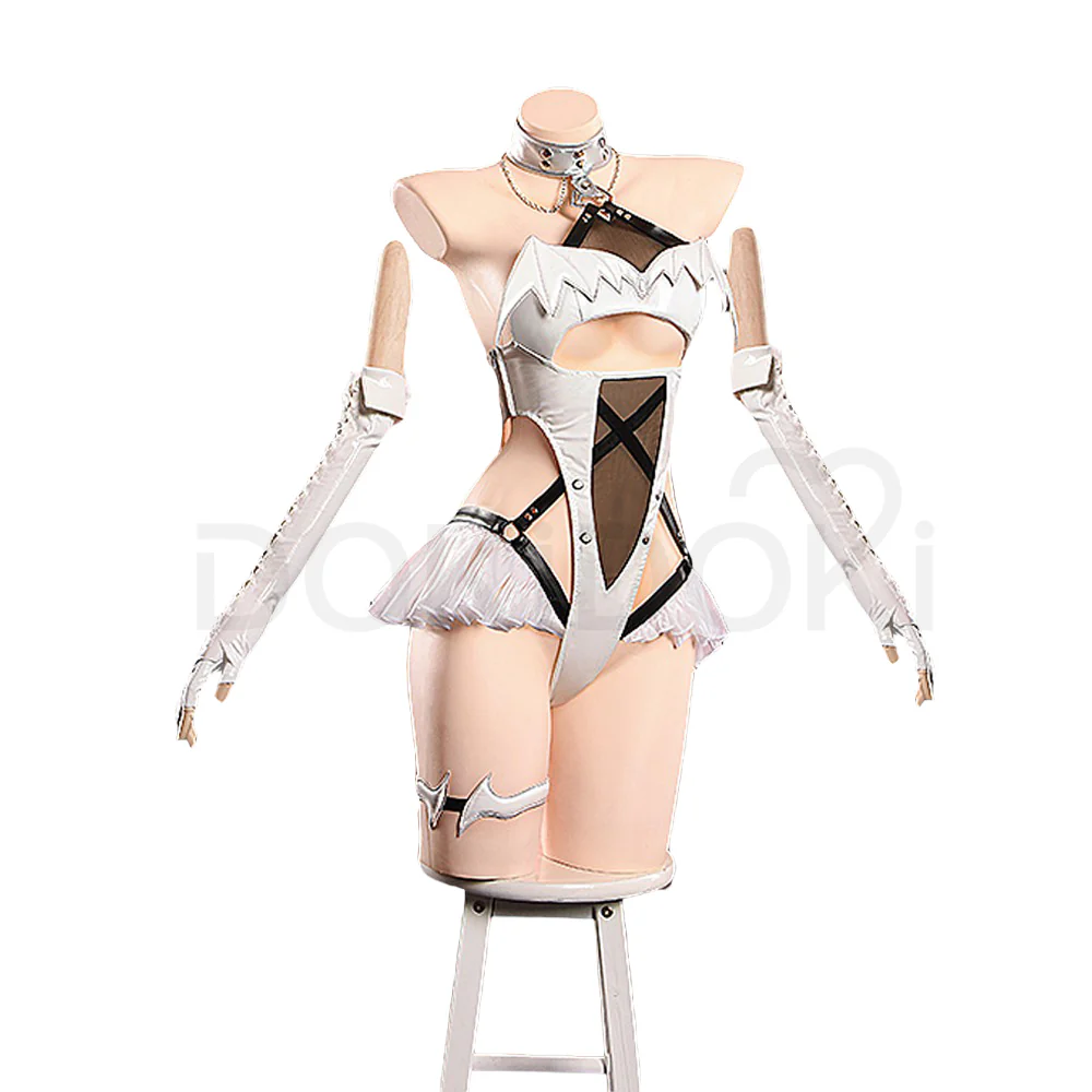 DokiDoki-R Game Cosplay Blanc White Rabbit Costume Sexy Angel Dress - Image 6