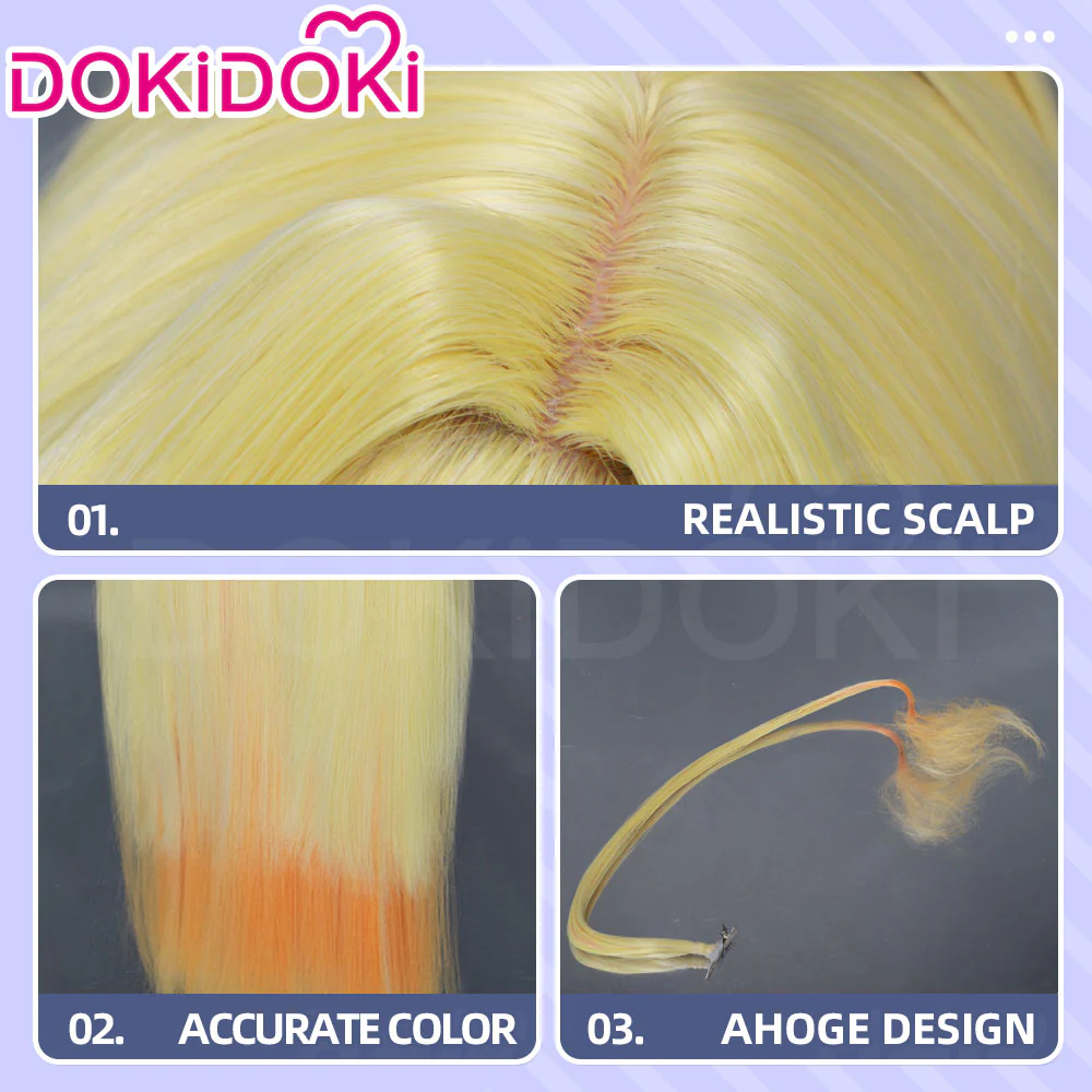【Ready For Ship】DokiDoki Sentenced to Be a Hero Cosplay Teoritta Wig Long Blonde Orange Gradient Hair - Image 4