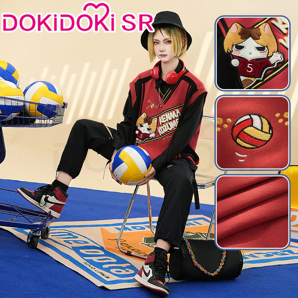 DokiDoki-SR Anime Cosaply High School Fake Two Layers Jacket Shirt Costume Green / Red - Image 3