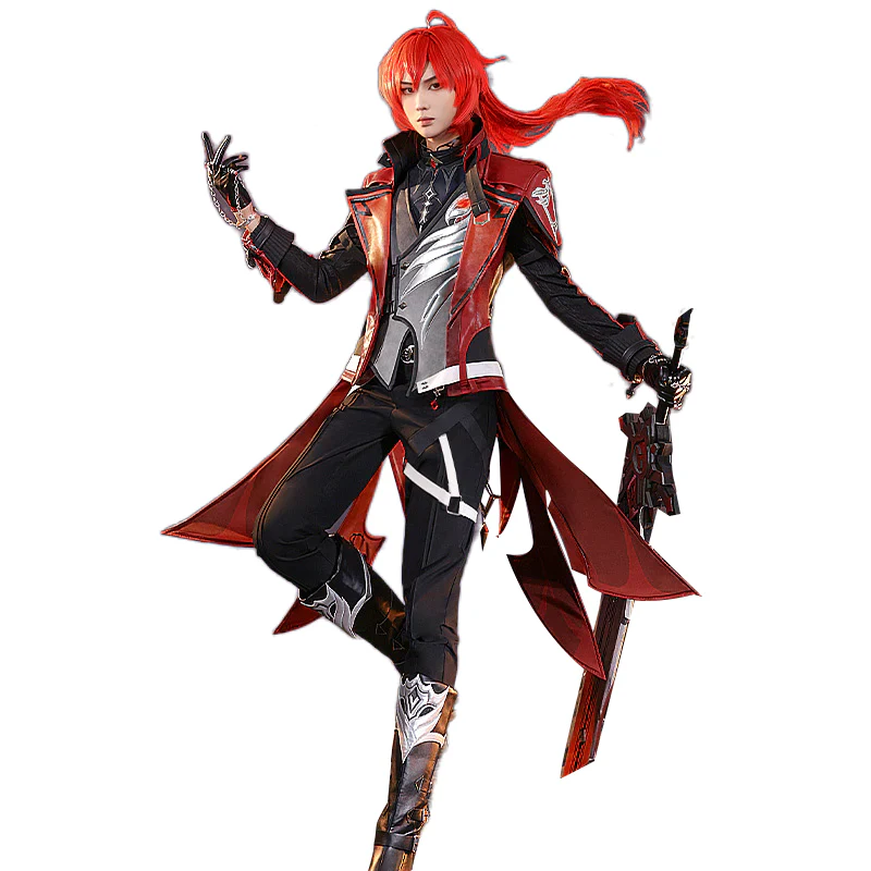 【Ready For Ship】【Last Batch】DokiDoki-SR Game Genshin Impact Cosplay Diluc Costume / Shoes Red Dead of Night - Image 6