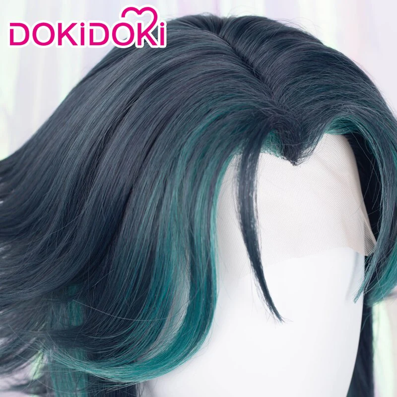 【Ready For Ship】【Front Lace】DokiDoki Game Genshin Impact Cosplay Xiao Wig Short Green Wig - Image 4