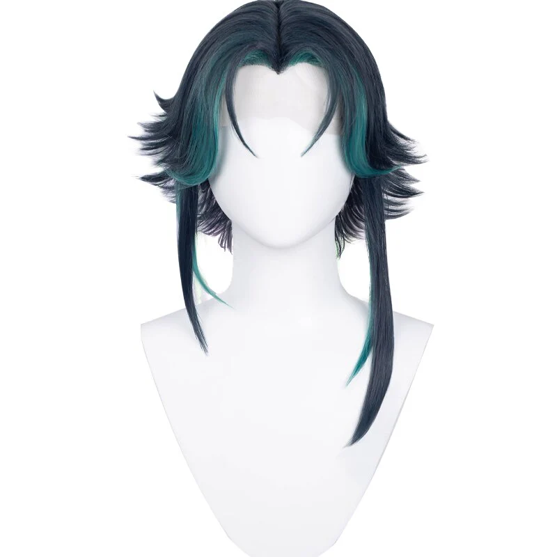 【Ready For Ship】【Front Lace】DokiDoki Game Genshin Impact Cosplay Xiao Wig Short Green Wig - Image 5