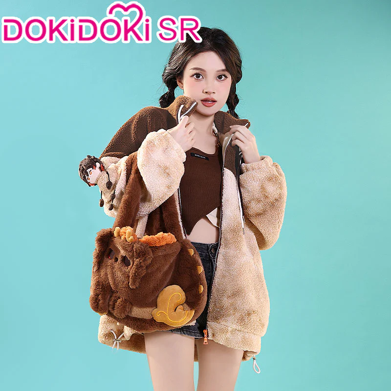 【In Stock】DokiDoki-SR Game Genshin Impact Cosplay Zhong Li Cosplay Casual Wear Doujin Winter Furry Coat Zhongli - Image 4