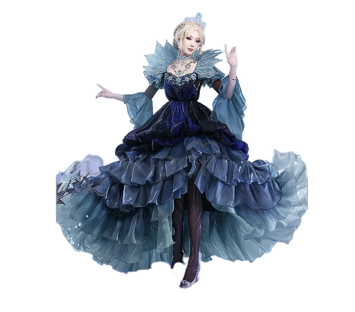 DokiDoki-SR Game Identity Ⅴ Cosplay Bloody Queen Cosplay Costume/Shoes/Wig Mary Night Tide Blue Dress idv - Image 7