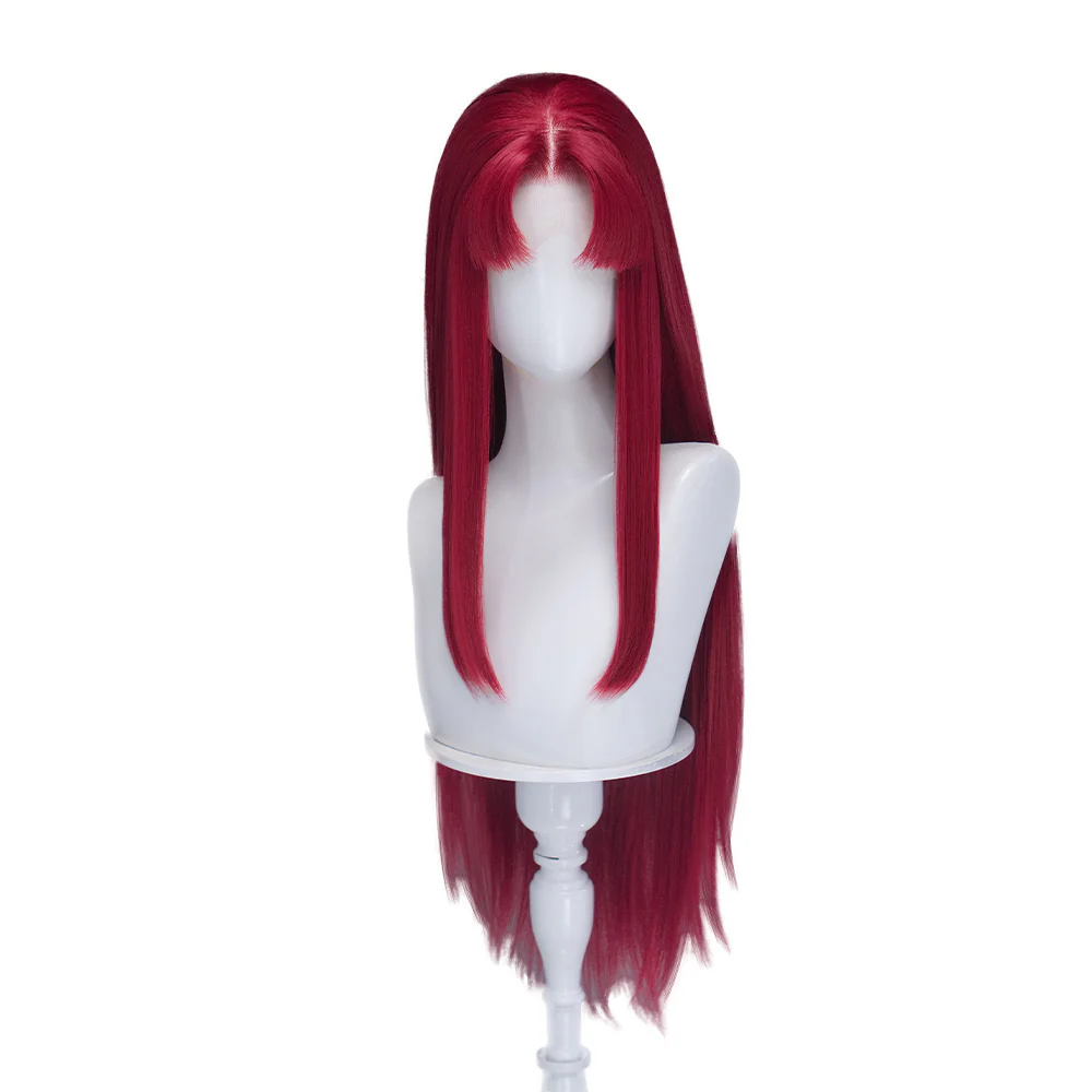 【Front Lace】DokiDoki Manga Anime Cosplay Wig Long Straight Pink Burgundy Hair - Image 11