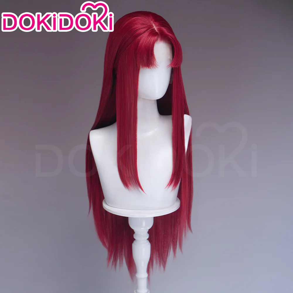 【Front Lace】DokiDoki Manga Anime Cosplay Wig Long Straight Pink Burgundy Hair - Image 9