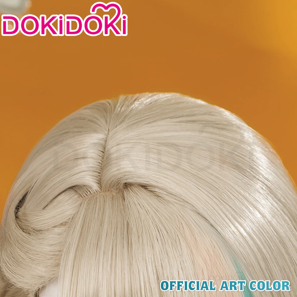 【Partially Ready For Ship】DokiDoki Game Genshin Impact Cosplay Fontaine  Lynette Wig Silver Cute Green Hight Hair/ Wefts/Tattoo Sticker - Image 4
