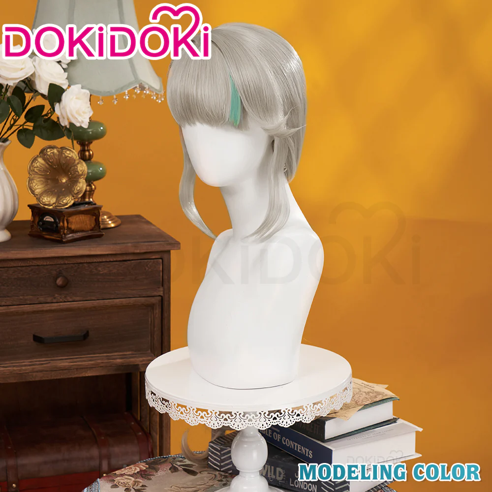 【Partially Ready For Ship】DokiDoki Game Genshin Impact Cosplay Fontaine  Lynette Wig Silver Cute Green Hight Hair/ Wefts/Tattoo Sticker - Image 7