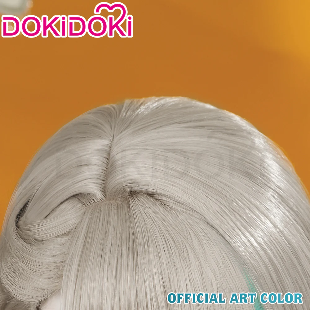 【Partially Ready For Ship】DokiDoki Game Genshin Impact Cosplay Fontaine  Lynette Wig Silver Cute Green Hight Hair/ Wefts/Tattoo Sticker - Image 9