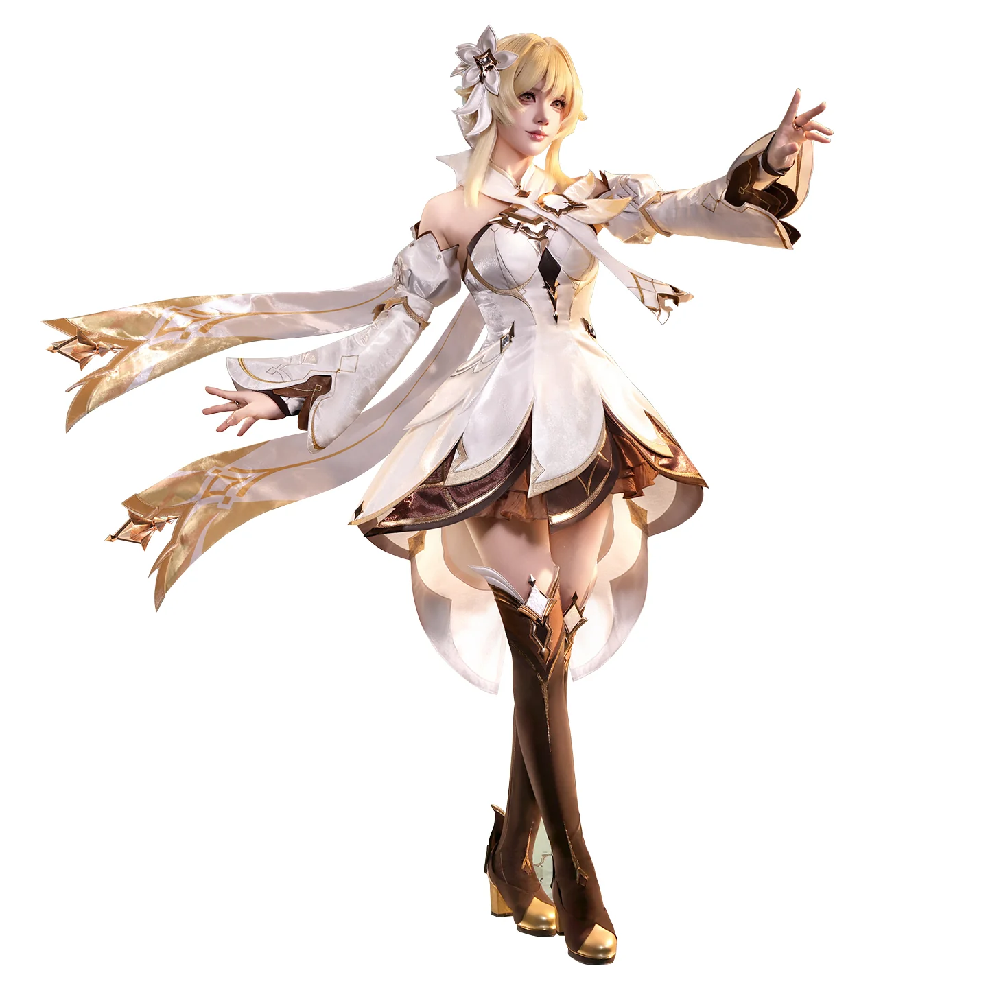 【Glowing】【Size S-2XL】DokiDoki-SR Genshin Impact Cosplay Traveler Lumine Costume Ying As Heaven and Earth Are Made Anew - Image 7