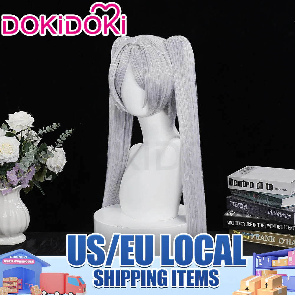 【US/EU LOCAL SHIPPING】DokiDoki Anime Manga Cosplay Friieren Wig Long Straight Grey Hair