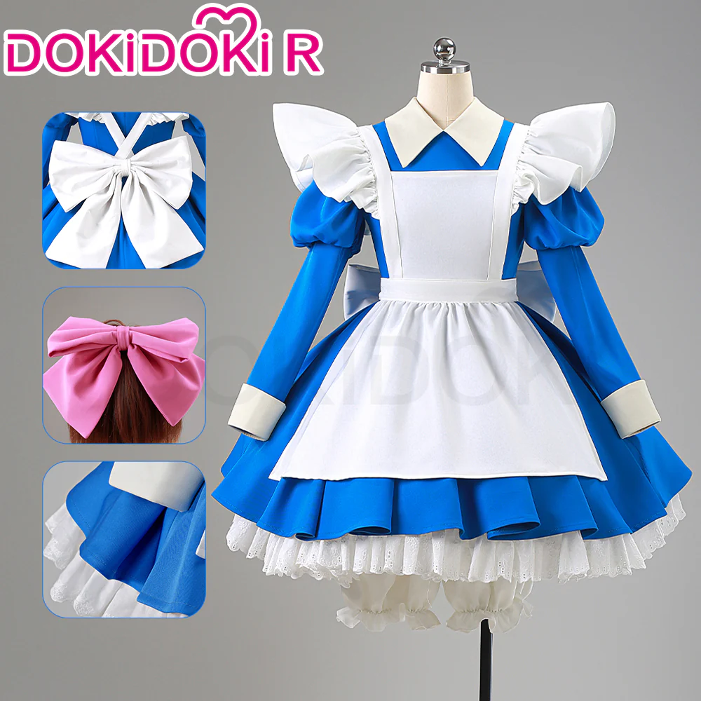 【In Stock】【Size XS-2XL】DokiDoki-R  Anime Card Captor Sakura Cosplay Kinomoto Sakura Alice Costume White Blue Dress / Bow Accessory