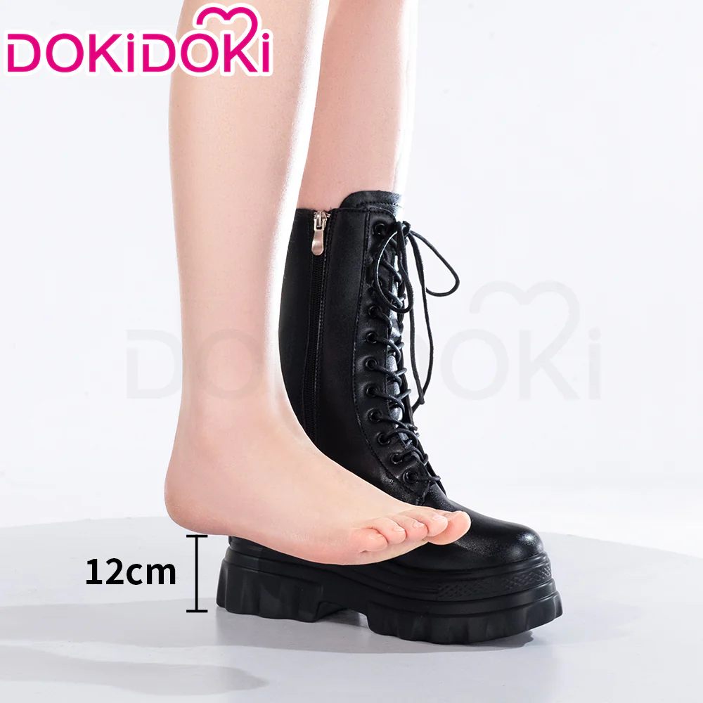 【Partially Ready For Ship】【12CM】DokiDoki Height Increasing Shoes / Elevator Shoes Martin Boots Black White 12CM Platform Shoes - Image 2