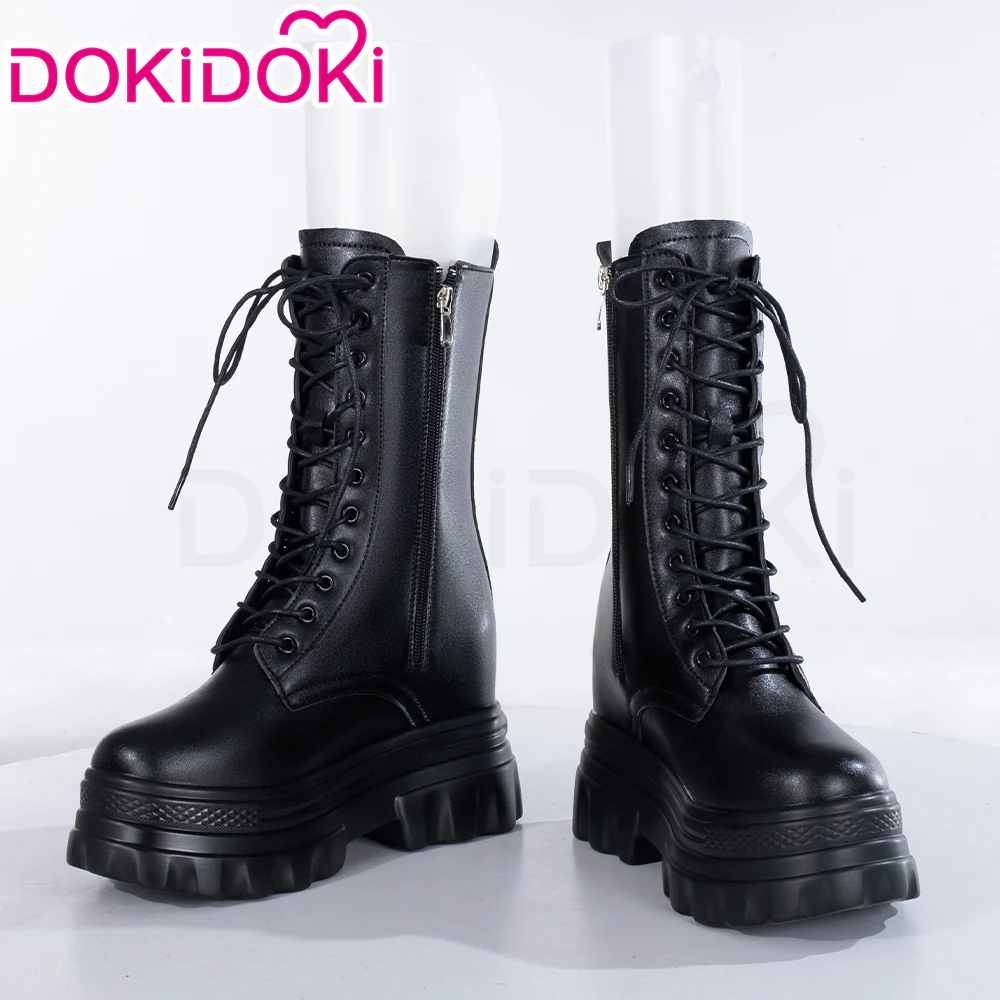 【Partially Ready For Ship】【12CM】DokiDoki Height Increasing Shoes / Elevator Shoes Martin Boots Black White 12CM Platform Shoes - Image 4