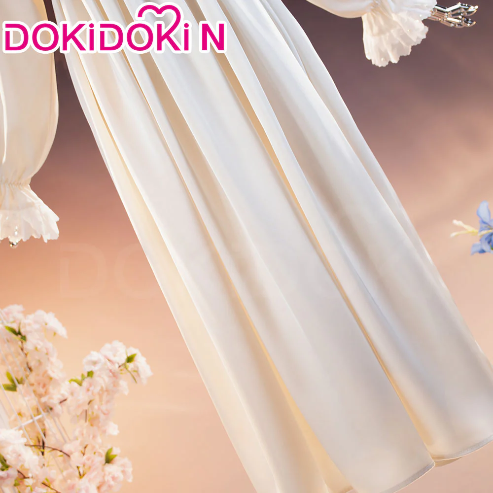 【In Stock】DokiDoki-N Movie Cosplay Costume White Loose Sleep Dress - Image 4