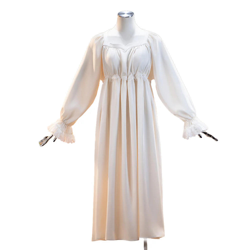 【In Stock】DokiDoki-N Movie Cosplay Costume White Loose Sleep Dress - Image 5