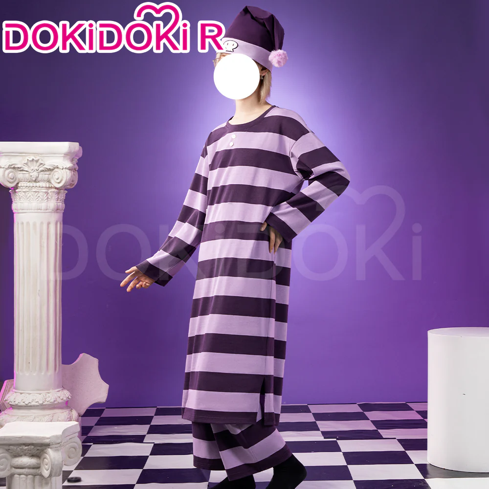 【In Stock】DokiDoki-R Anime Cosplay Costume Purple Striped Pajamas - Image 2