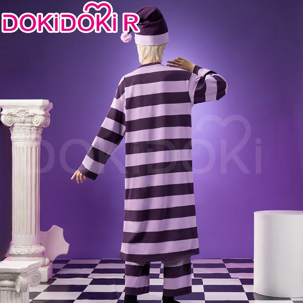 【In Stock】DokiDoki-R Anime Cosplay Costume Purple Striped Pajamas - Image 3