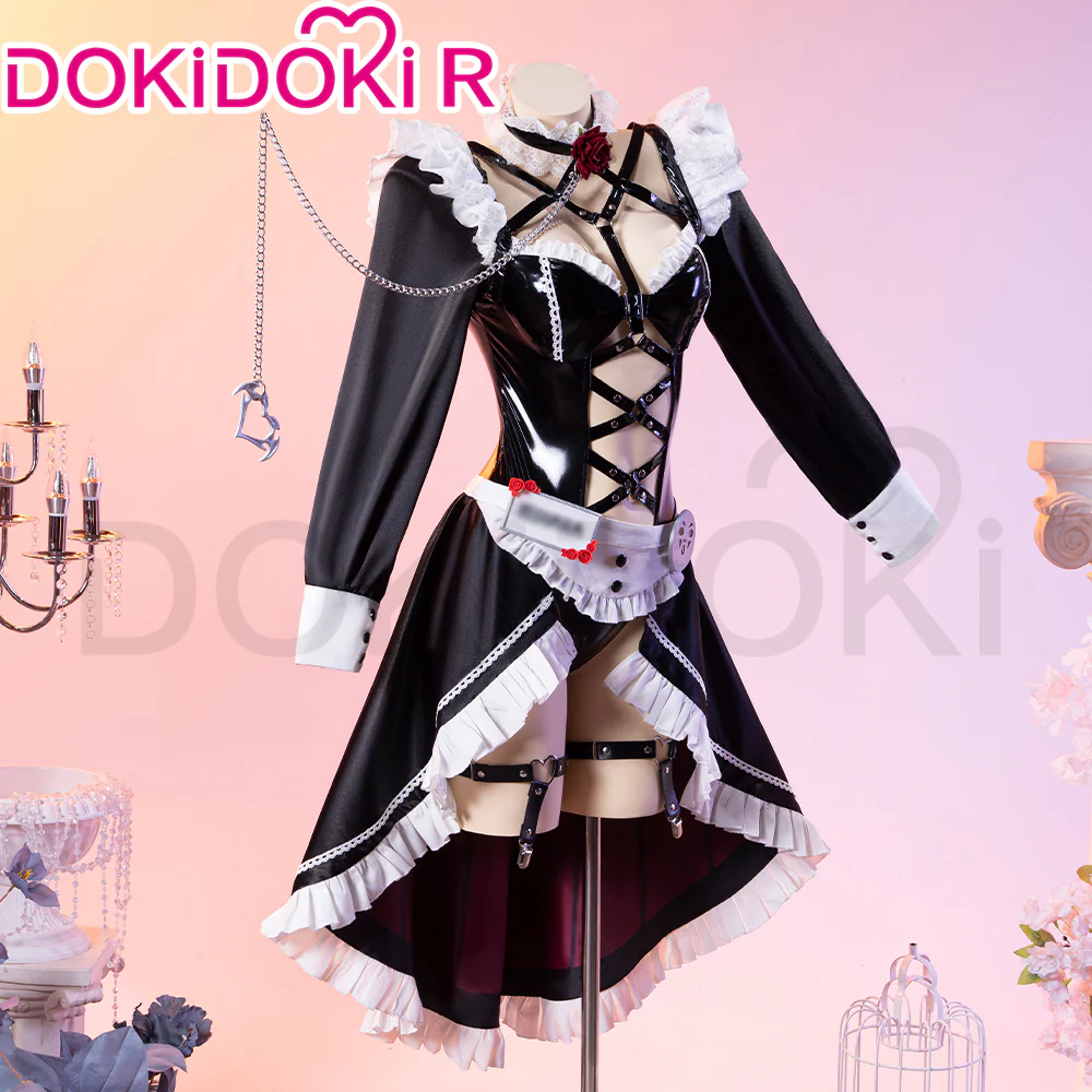 【In Stock】DokiDoki-R Game Cosplay Costume Black Sexy Maid