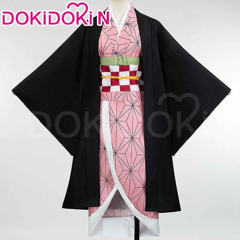 【In Stock】【Size S-2XL】DokiDoki-N Anime Cosplay Costume Women Pink Kimono Black Coat Halloween