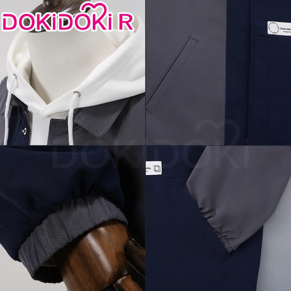 【Size S-2XL】DokiDoki-R Game The Hundred Line Last Defense Academy Cosplay Sumino Takumi Costume Black And White Long-Sleeved Jacket / Wig Red Black Curly Hair - Image 4